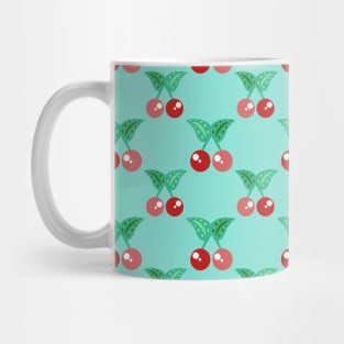 Cute Cherries Green Pattern Mug